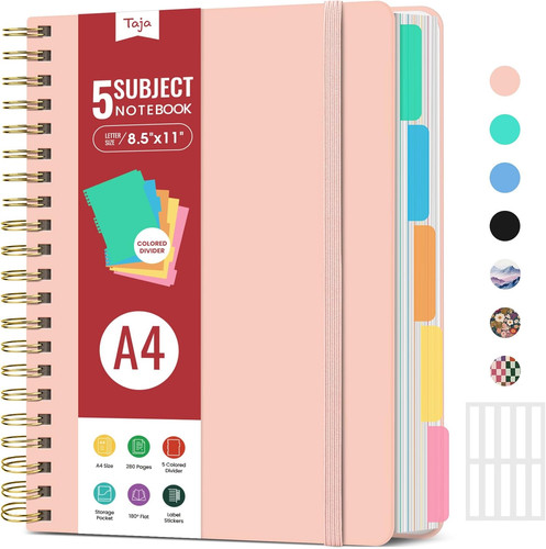 Pink subject spiral notebook - 5,